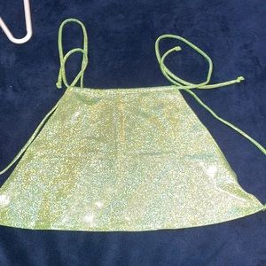 Green Glitter Festival Rave Tie Crop